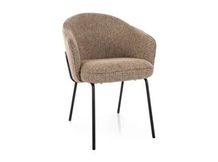 Scaun tapitat NAO NOELLE material textil dark beige 60x62xH82cm, picioare si cadru negru 