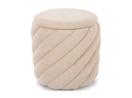 Taburet PELARO cu spatiu pentru depozitare, material textil bej 42xH41cm