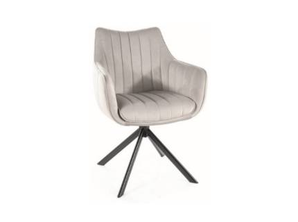 Scaun tapitat AZALIA VELVET rotativ, catifea light grey 61x58xH86cm, picioare negre