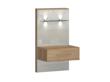 Noptiera dreapta cu 1 sertar cu led GALA 56x100x47cm bej lucios/ nuc Pacific 