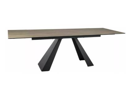 Masa extensibila SALVADORE CERAMIC SABBIA din ceramica in nuanta lemnului deschis, metal negru 160-240x90xH77cm