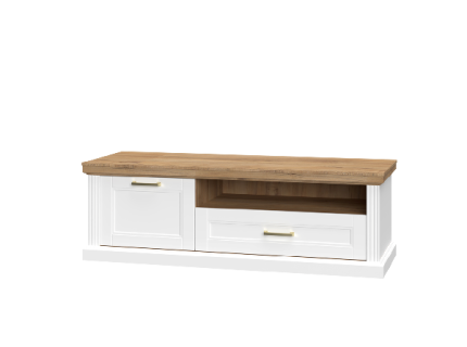 Comoda TV cu spatiu liber, 1 usa si 1 sertar TARA WHITE 151x52x54cm alb mat/ nuc Pacific