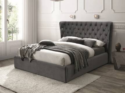 Pat tapitat cu somiera CARVEN VELVET (160x200cm) elegant, catifea grey