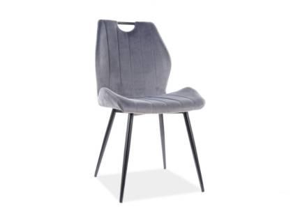 Scaun tapitat ARCO VELVET catifea grey 51x58xH91cm, picioare negre