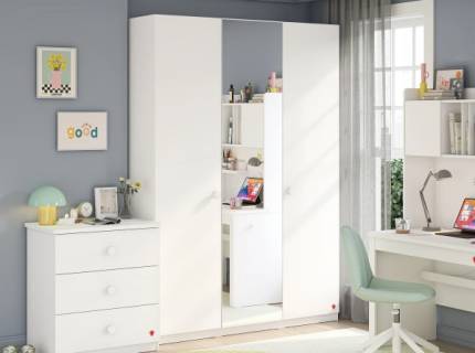  Dulap cu 3 usi si oglinda VARIA WHITE