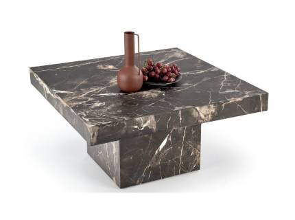 Masuta MONOLIT BLACK din MDF furniruit cu efect de marmura neagra, 80x80xH41cm