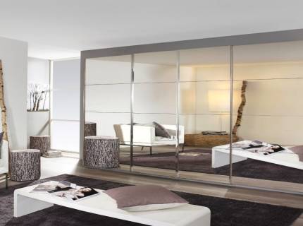 Dulap cu usi glisante SYNCRONO 361x230x62cm alb alpin/ 4 usi oglinda configurabil 