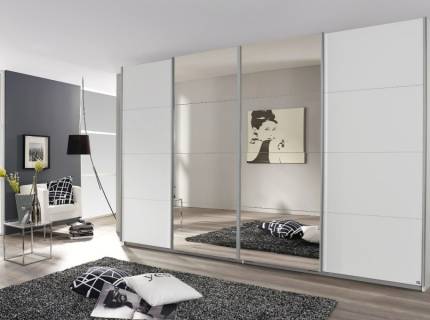 Dulap cu usi glisante SYNCRONO 316x211x62cm alb alpin/ oglinda configurabil