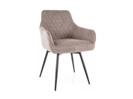  Scaun tapitat SERVIO BREGO rotativ, material textil cappuccino 55x58xH88cm, picioare negre