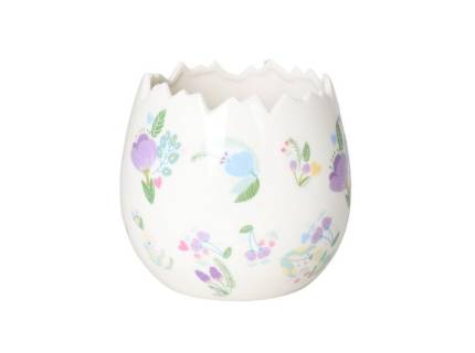 Ghiveci alb cu flori din ceramica