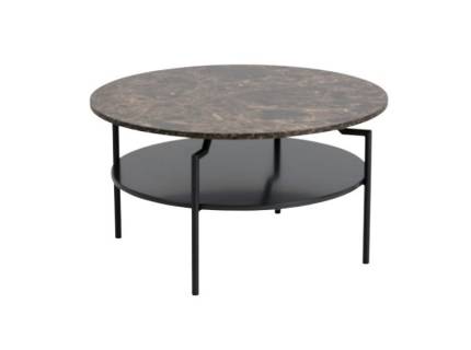 Masuta ALENTO cu spatiu tip suport, din PAL Egger cu efect de marmura neagra, metal negru 80x80xH45cm