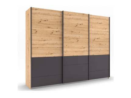 Dulap cu usi glisante BILBAO 271x210x62cm stejar artisan/ gri metalic, maner gri metalic