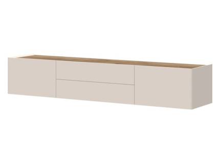 Comoda TV suspendata cu 2 usi si 2 sertare SKY 45 206x37x47cm casmir/ stejar tabac