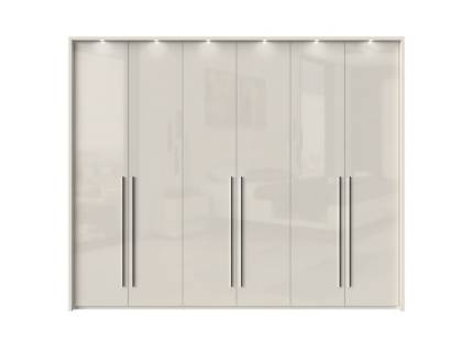 Dulap cu 6 usi cu balamale PIANO BEIGE 272x224x56cm bej lucios, maner crom