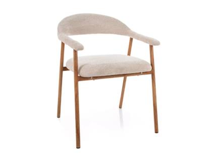 Scaun tapitat LAGOS D RAVEN material textil beige 57x61xH76cm, picioare nuanta lemnului stejar