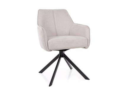 Scaun tapitat NOTTI BREGO rotativ, material textil cream 55x62xH83cm, picioare negre