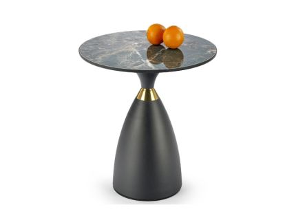 Masuta MORENA din ceramica cu efect de marmura turcoaz + negru, metal negru + auriu 50xH52cm