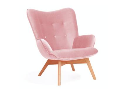 Fotoliu CHERUB catifea roz, picioare fag 77x83xH94cm