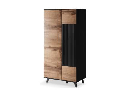 Dulap cu 2 usi S-1 RANDOM 90x182x55cm stejar/ negru