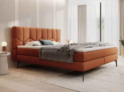 Pat boxspring BARI 160x200cm catifea mata crem