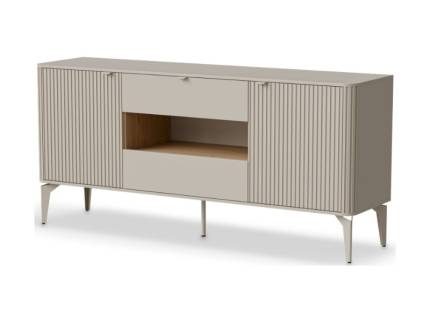 Comoda mare BELUCI 160x76x40cm casmir/ stejar cremona, picioare metal casmir 