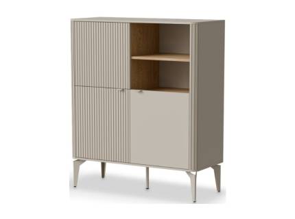 Comoda inalta BELUCI 97x116x40cm casmir/ stejar cremona, picioare metal casmir