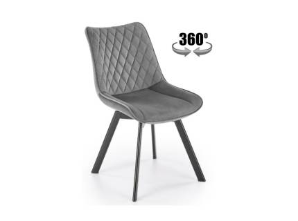 Scaun tapitat K520 rotativ, catifea grey 46x47xH80cm, picioare negre