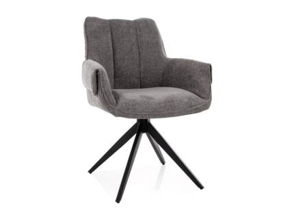 Scaun tapitat GIO rotativ, material textil grey 62x62xH86cm, picioare negre