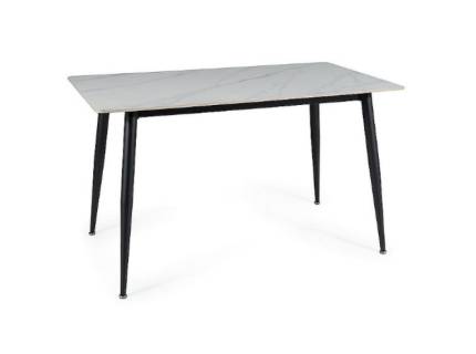 Masa RION din ceramica cu efect de marmura alba, metal negru 160x90xH76cm