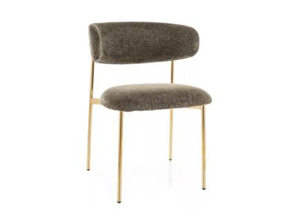 Scaun tapitat ELTON RAVEN minimalist, material textil olive 56x58xH80cm, picioare aurii