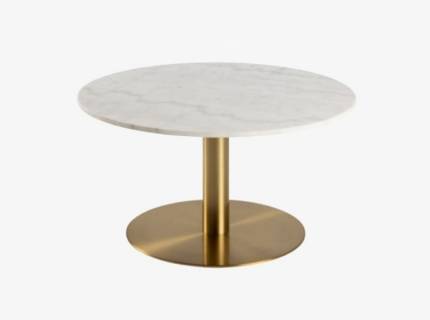 Masuta CERETO din PAL Egger cu efect de marmura alba, metal auriu 80x80xH45cm