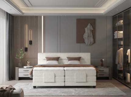 Pat Boxspring cu reglaj electric si topper integrat TESSA 140/ 160/ 180cm personalizabil 