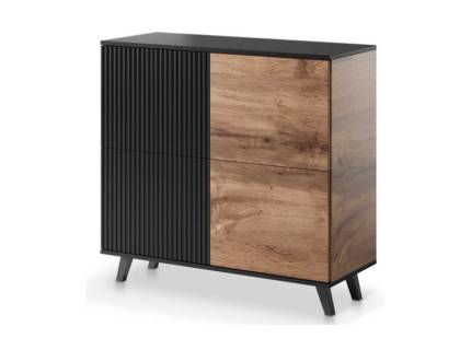 Comoda cu 4 usi KM-2 RANDOM 160x95x40cm stejar/ negru