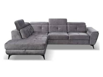 Coltar extensibil SERGIO cu lada pentru depozitare, tetiere reglabile, personalizabil 274x231cm