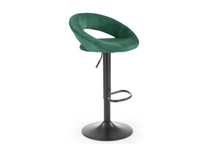Scaun tapitat pentru bar H102 reglabil pe inaltime, catifea green 53x48xH7-100cm, picior negru
