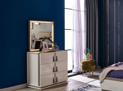 Comoda cu 3 sertare si oglinda ALIN-BAHRA 85x79x47cm premium cu design luxury