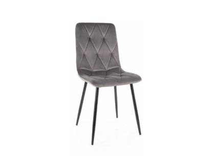 Scaun tapitat TOM VELVET catifea grey 45x52xH91cm, picioare negre