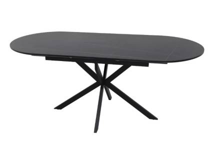 Masa extensibila GASTON CERAMIC BLACK 140 din ceramica cu efect de marmura neagra, metal negru 140-180x80xH75cm