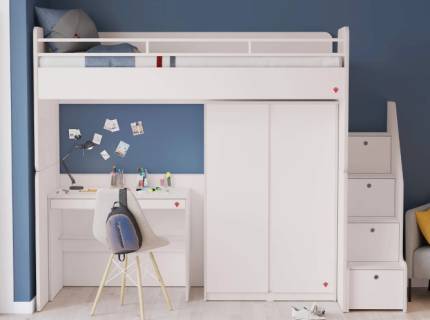 STUDIO WHITE (nr.5) - Sistem modular cu pat supraetajat