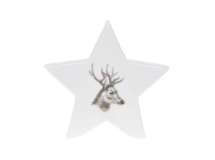 Stea din ceramica cu ren printat 12.3x2.3x12cm