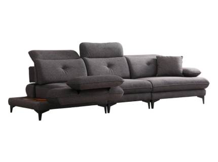 Canapea tripla cu dublu sezut rotativ TORINO RELAX cu tetiere reglabile, cotiere reglabile, spatar reglabil, suport tip masuta, adaptor USB, personalizabil 300x105cm