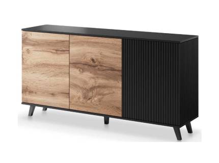 Comoda cu 3 usi KM-1 RANDOM 160x82x40cm stejar/ negru