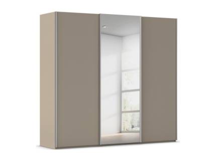 Dulap cu usi glisante TARO 242x223x69cm fango/ oglinda, maner aluminiu