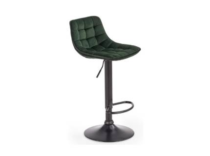 Scaun tapitat pentru bar H95 reglabil pe inaltime, catifea green 43x35xH84-106cm, picior negru