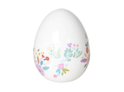 Ou mare alb cu desen floral din ceramica 