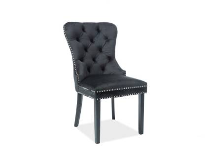 Set 4 scaune tapitate AUGUST VELVET elegante, catifea black 56x65xH98cm, picioare negre