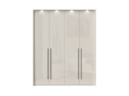 Dulap cu 4 usi cu balamale PIANO BEIGE 182x224x56cm bej lucios, manere crom