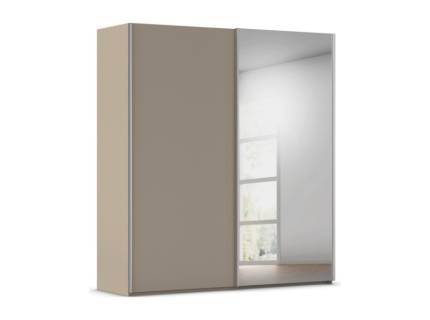 Dulap cu usi glisante TARO 201x223x69cm fango/ oglinda, maner aluminiu 