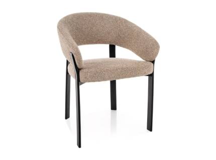 Scaun tapitat NAGOJA material textil beige 56x60xH80cm, picioare si cadru negru