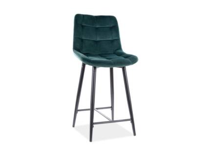 Scaun tapitat pentru bar CHIC H-2 VELVET catifea green 46x54xH92cm, picioare negre